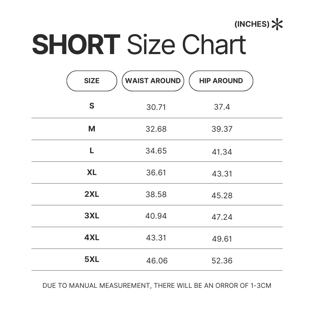 Short Size Chart - Danganronpa Store