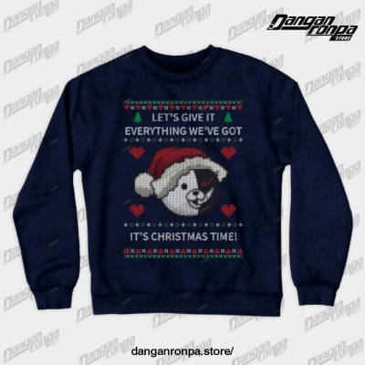 Monokuma Ugly Christmas Sweater Crewneck Sweatshirt Navy Blue / S