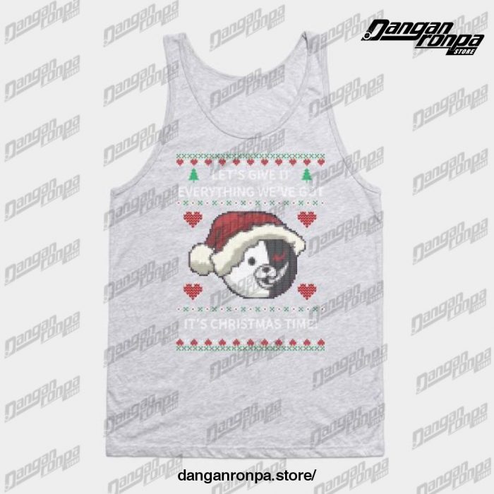 Monokuma Ugly Christmas Sweater Tank Top White / S