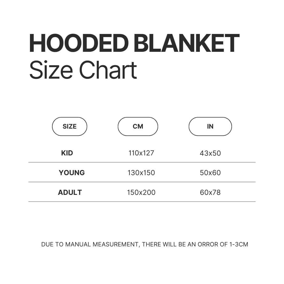 Hooded Blanket Size Chart - Danganronpa Store