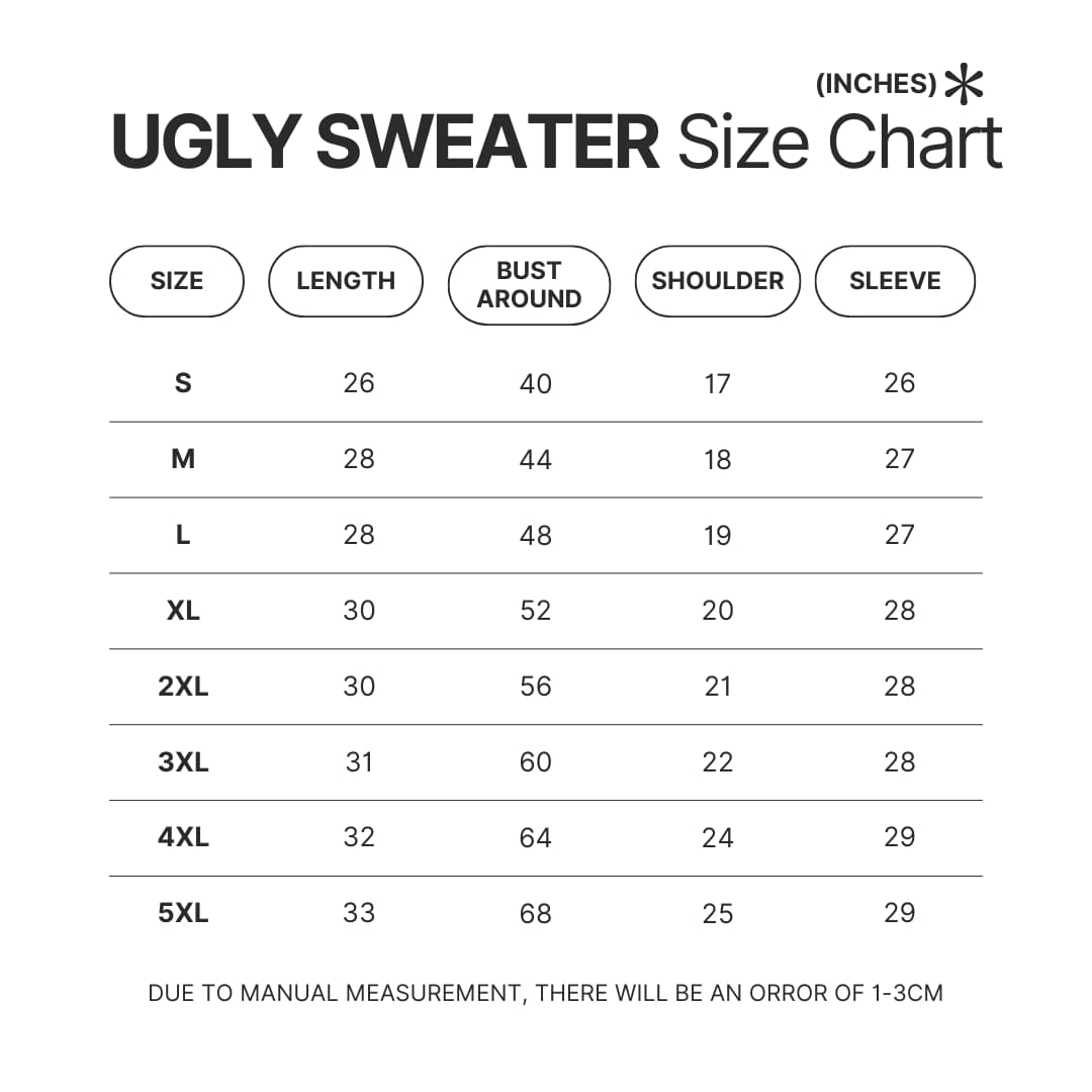 Ugly Sweater Size Chart - Danganronpa Store